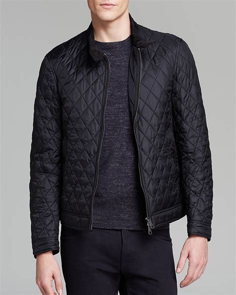 burberry brit men's howson solid black diamond quilted basic jacket|Burberry signatures for men.